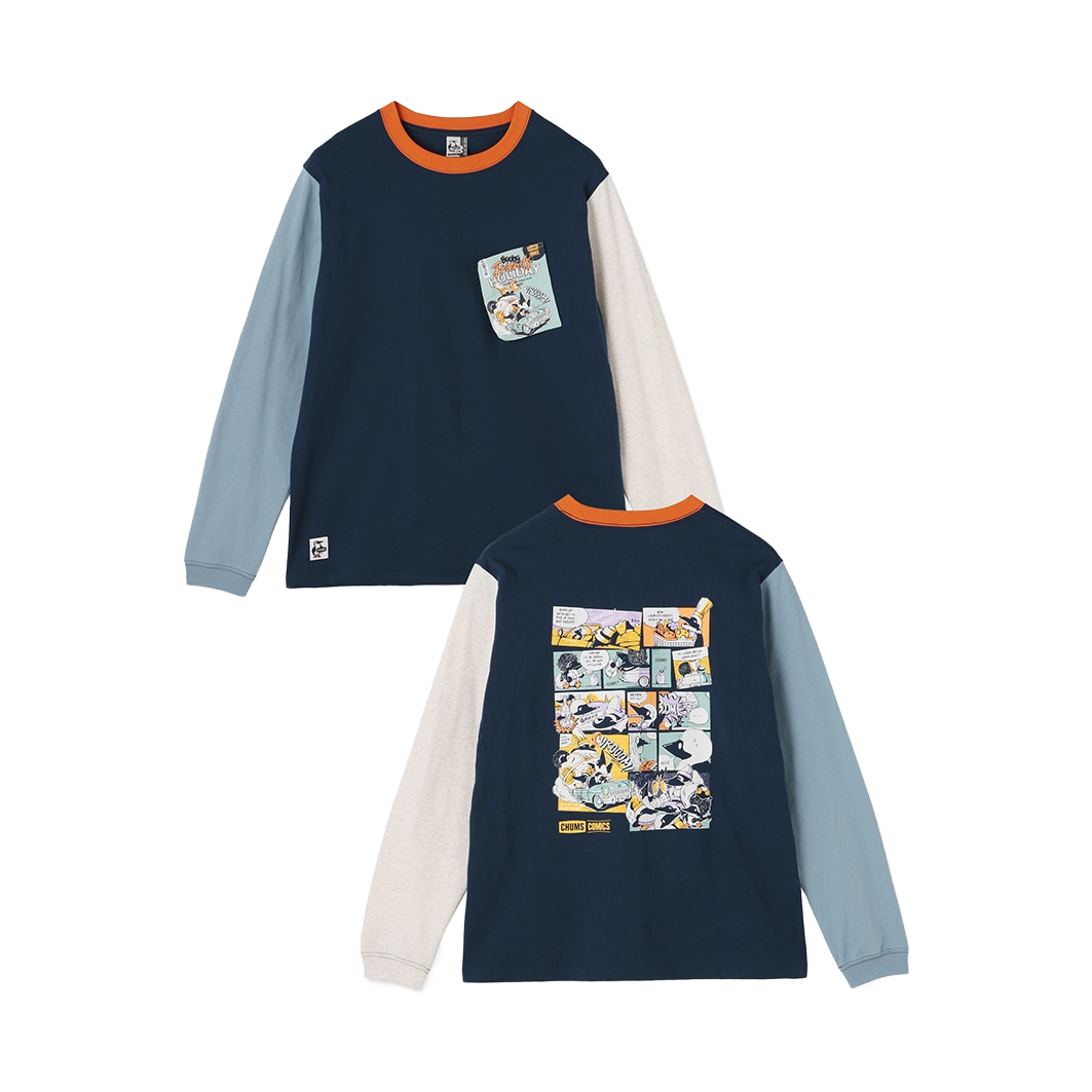 CHUMS COMICS POCKET BRUSHED L_S T-SHIRT MS